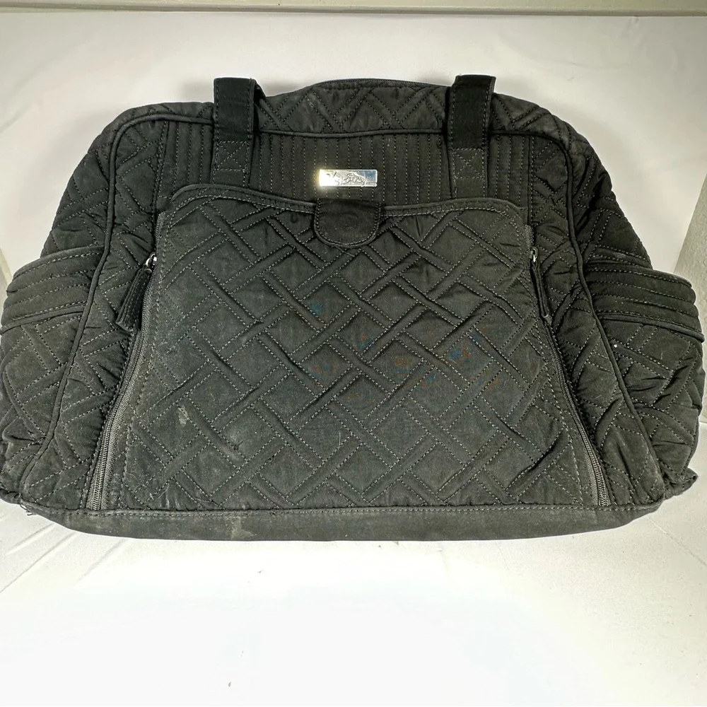 Vera Bradley Stroll Around Baby Diaper Bag | Black | Quilted Tote Handbag Travel